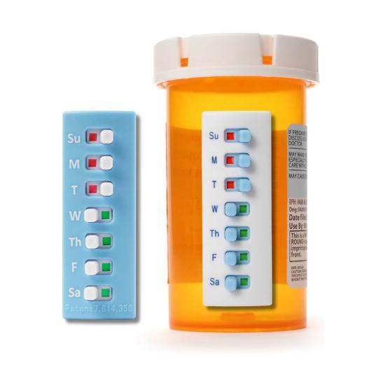 Pill Reminder And Tracker Tool Reusable Peel And Stick Medication Pet Med Reminder Sunday to Saturday Tracker Attach to Your Bottle for Travel