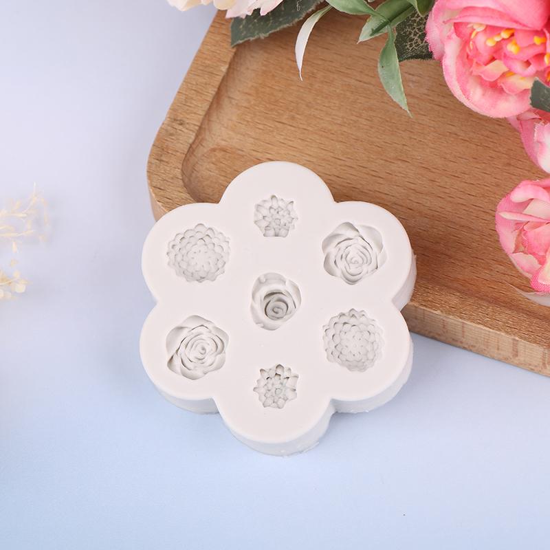 7 In 1 Flower Rose Peony Silicone Mold Diy Flower Aroma Candle Plaster Gypsum Ornaments Handmade Soap Mould