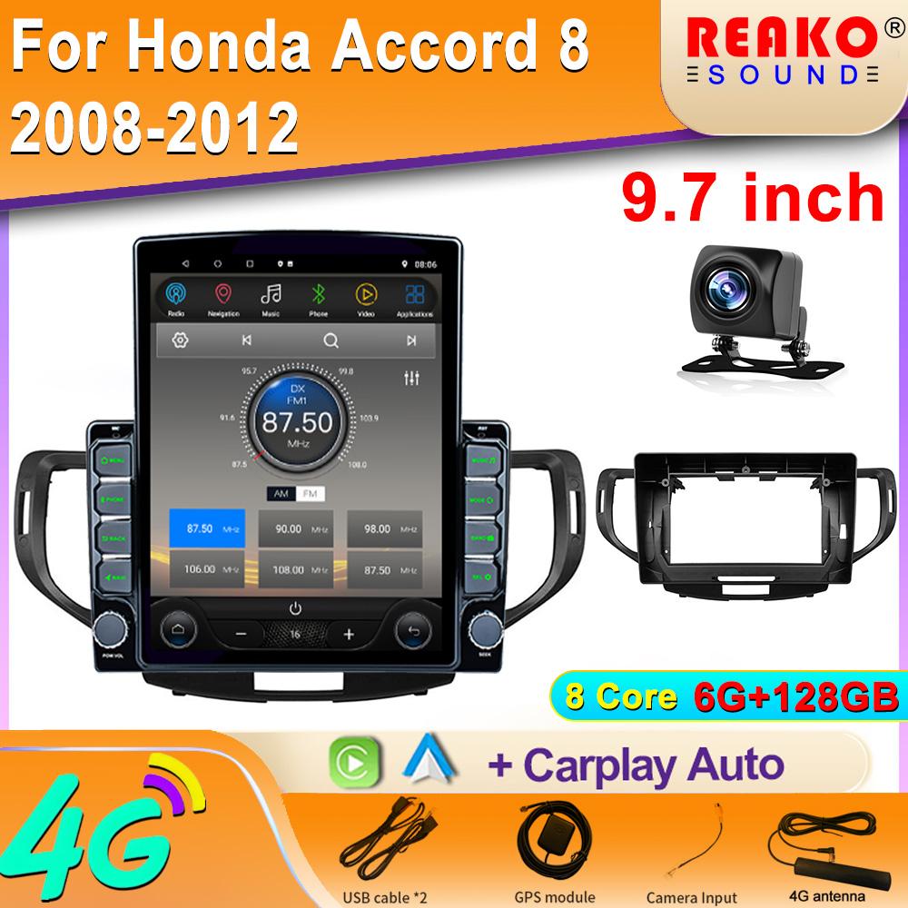 

9,7-дюймовый вертикальный экран Tesla Android 12.0 автомобильное радио для Honda Accord 8 2008-2012 навигация GPS Carplay 4G мультимедийный плеер 8 core 6GB+128GB