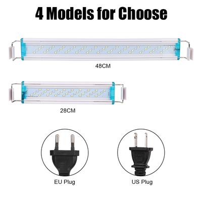 Priză UE/SUA alb albastru super subțire pentru acvariu cu LED lampă cu clemă 28/48cm iluminat pentru creșterea plantelor acvatice pentru rezervor de pește
