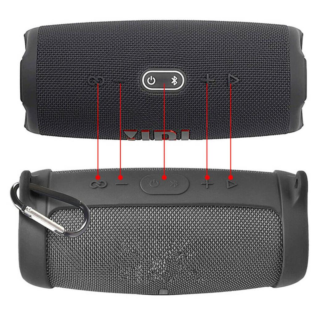 Newest Silicone Case Cover Skin With Strap Carabiner for JBL Charge 5 Portable Wireless Bluetooth Speaker Outdoor Travel