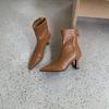 Pointed short boots women's boots autumn and winter boots French temperament thin boots thin heel high heel short boots women