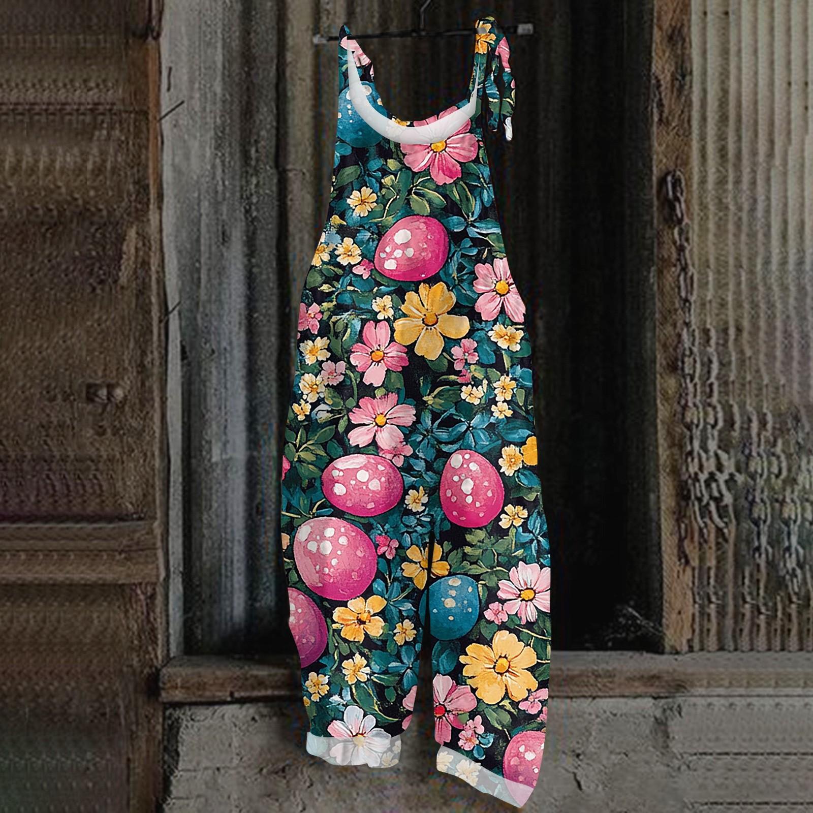 

Женский комбинезон с принтом, повседневный, свободный, из хлопка и льна XL