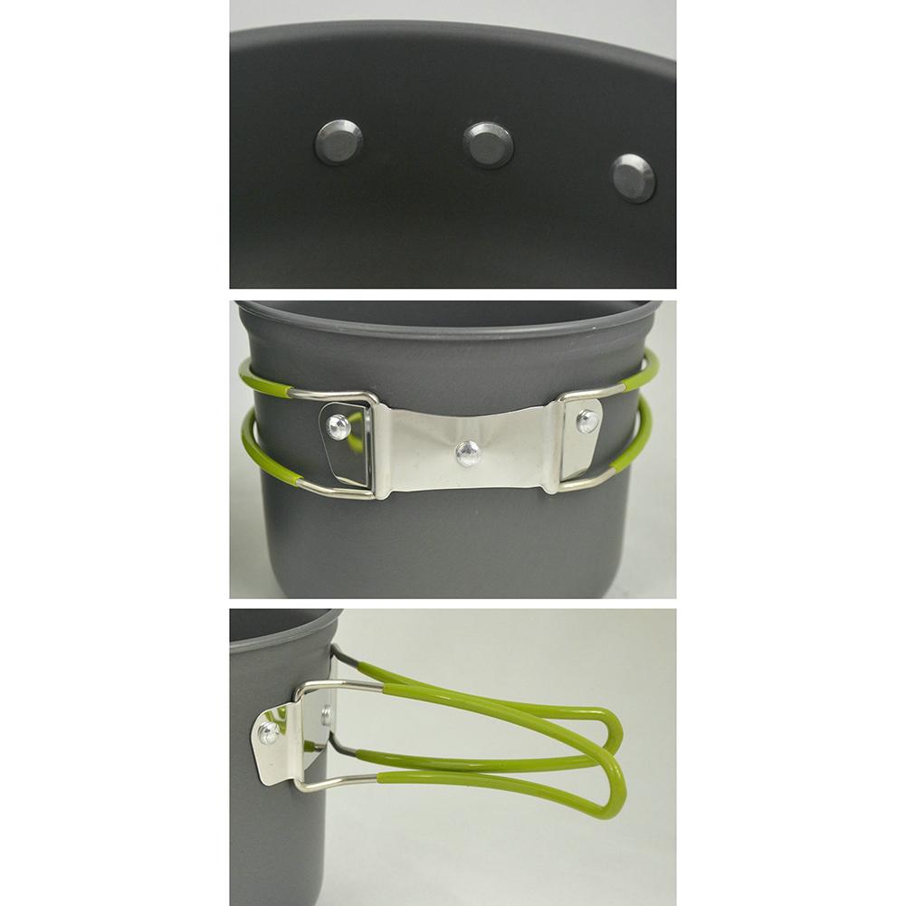 Hiking Picnic Tableware Pan Outdoor Camping Non-stick Pot Cookware with Scald Prevention Foldable Handle