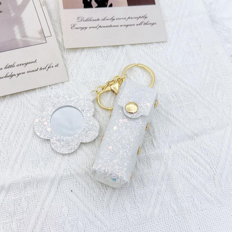Portable Lipstick Bag Pouch Lip Balm Bag Keychain Holder Creative Lipsticks Protective Cover With Mirror
