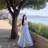 French Summer Plaid Retro Tube Top Dress Temperament New Waist Splicing Skirt Slim Long Skirt