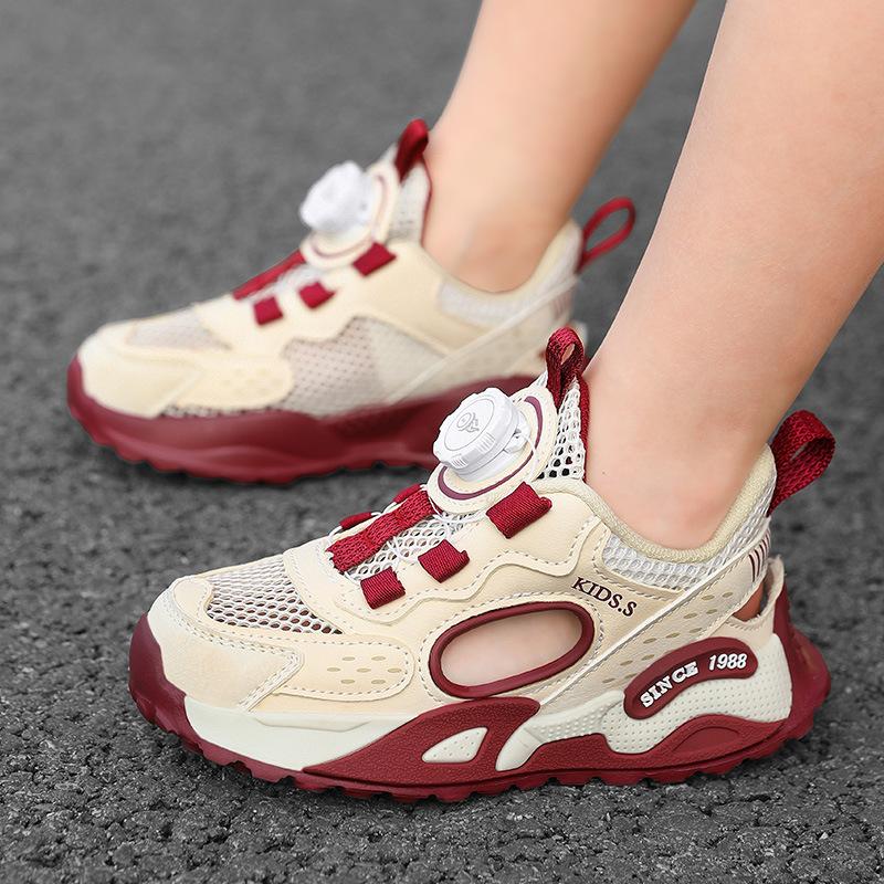 Summer Boys Hollow Breathable Soft Sole Sport Sandals, Toe Cap Mesh Shoes size 28