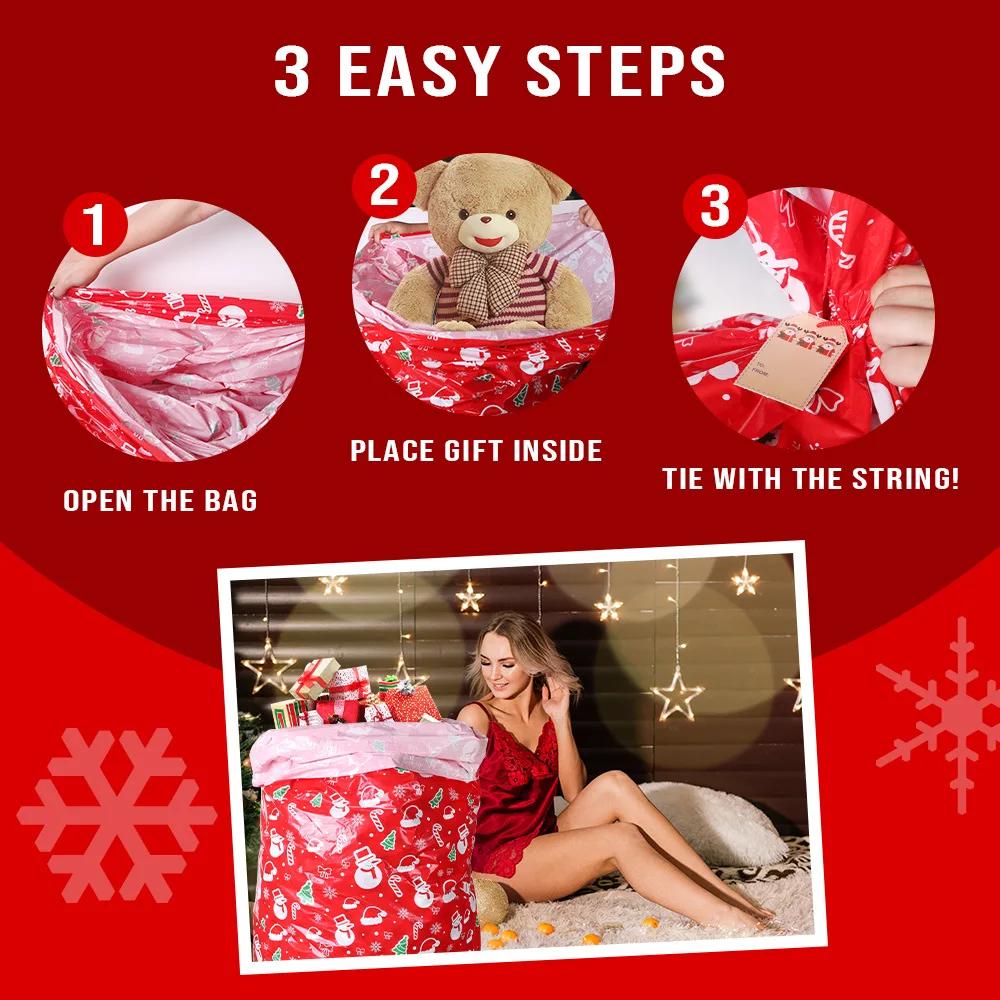 Christmas Large Drawstring Gift Bag Candy Bag 2025 Merry Christmas Decoration for Home Navidad New Year Large Cookie Packaging