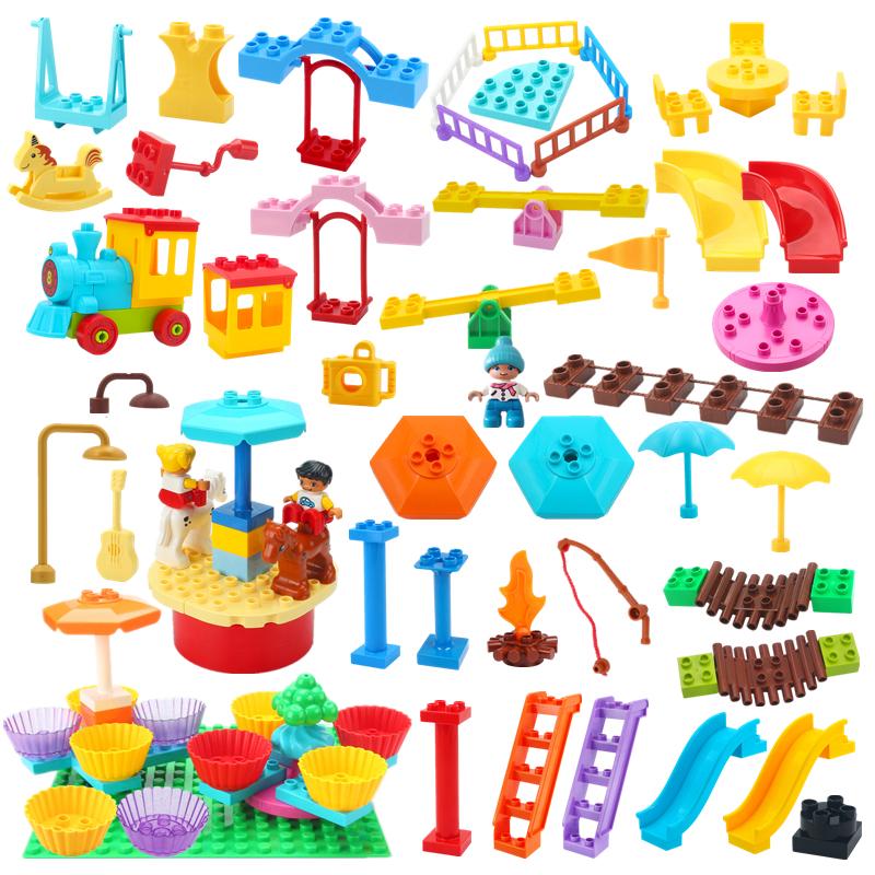 Interesting Toys Unisex Kids Big Building Blocks Compatible Large Bricks Seesaw Carousel Amusement Park Series Educational Creative Toy Children Kid Toys