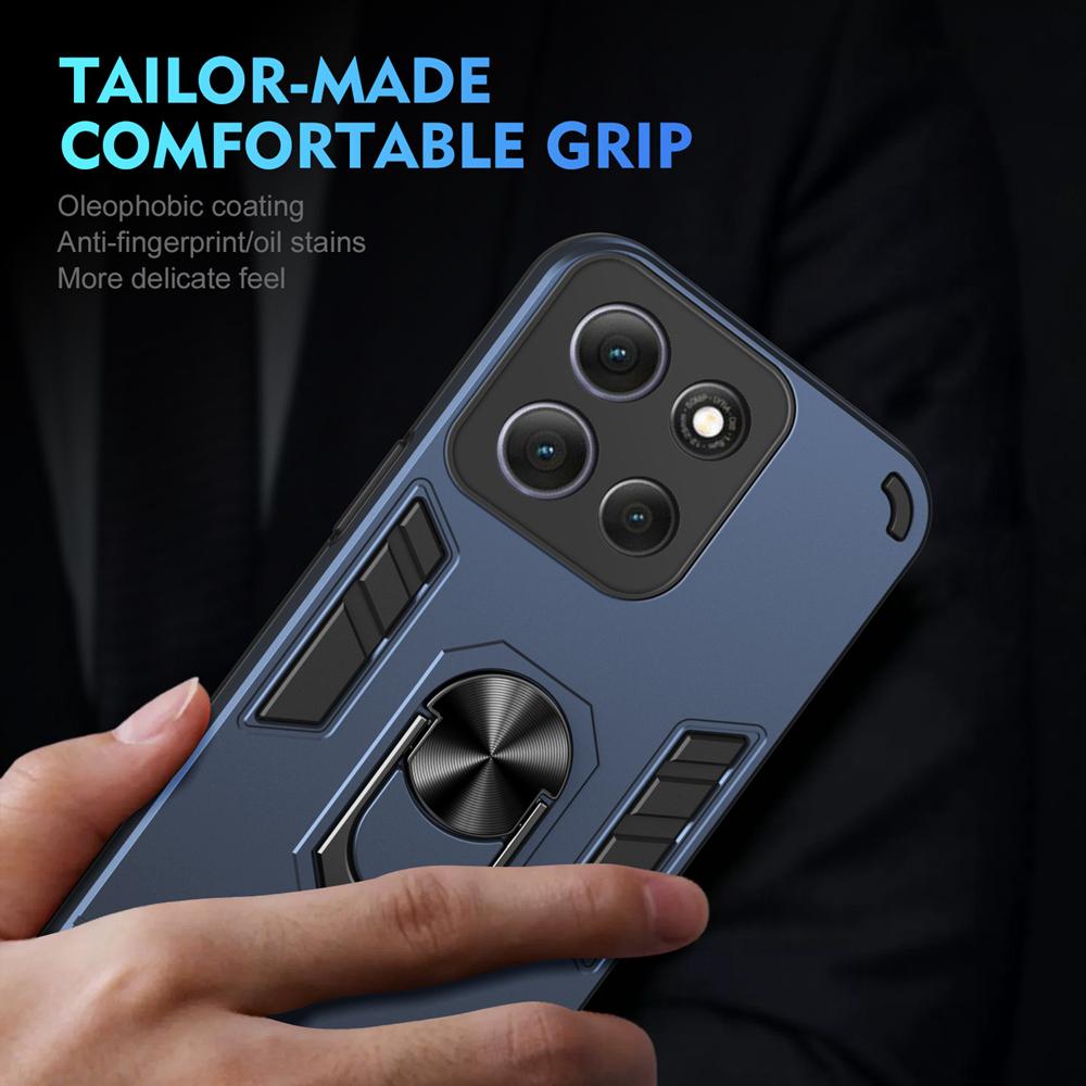 KEYSION Shockproof Case for Motorola MOTO G86 5G Soft Silicone+PC Camera Protection Metal Ring Stand Phone Cover for MOTO G56 5G