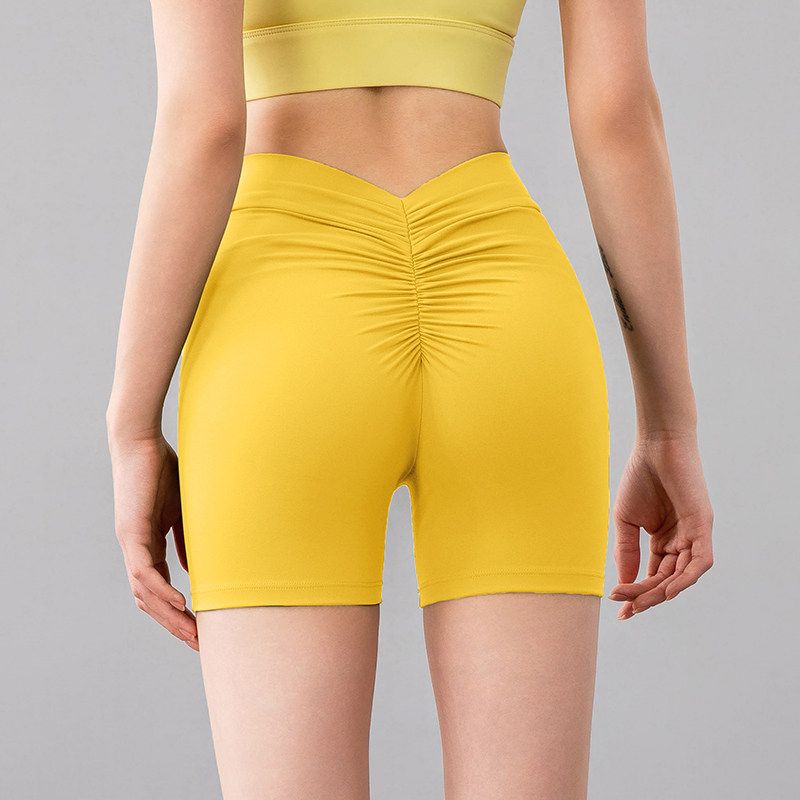 Dopamine-Style Yoga Pants, European and American V-Waist Peach Butt-Enhancing High-Elastic Fitness Shorts, Running and Weightlifting Sports Shorts