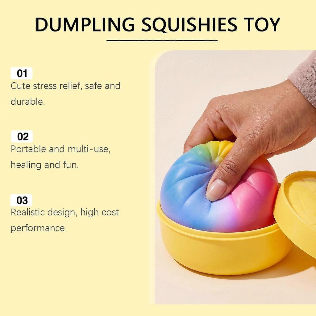 Dowmoo Steamed Stuffed Bun Pinch Music (Rainbow Color) Fun Cute Simulation Steamed Stuffed Bun Shape Soft Non-Sticky Hand Carry Daily Toys
