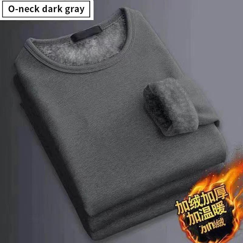 Men'S Plush Thermal Long Sleeved T-Shirt Bottoming Shirt Round Neck Shirt Fashion Plus Velvet Padded T-Shirt
