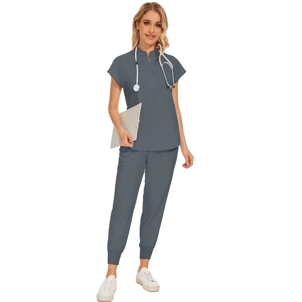 Medical Clothing for Women Nurse Uniforms Scrubs Set Hospital Work Wear Wholesale Medical Blue Overalls Unisex Solid Uniform