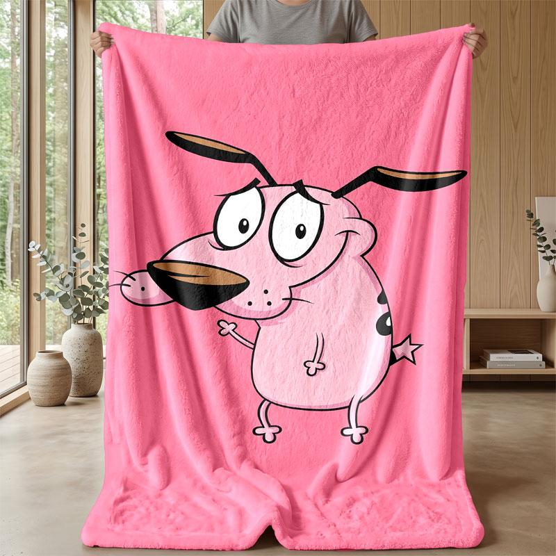 Soft Flannel Blanket Lightweight Cozy Bedroom Living Room CoverCourage the Cowardly Dog