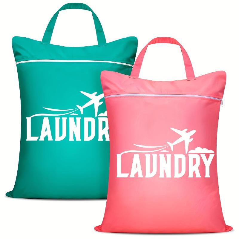 2pcs Large Washable Travel Laundry Bags, Suitable for Diapers, Dirty Clothes, Swimwear, Gym, College Dorm Dry and Wet Bags