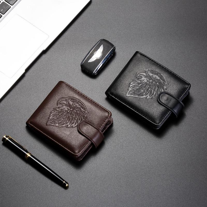 New Embossed Eagle Leather Retro Wallet Men's Multi-functional Business Large-capacity Card Bag Change Bag Portable
