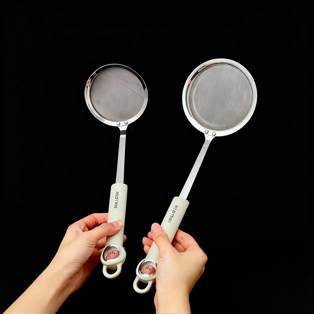 304 Stainless Steel Residue Filter Long Handle Skimmer Spoon Multifunctional Food Strainer Mesh Spoon Colander Kitchen Utensils