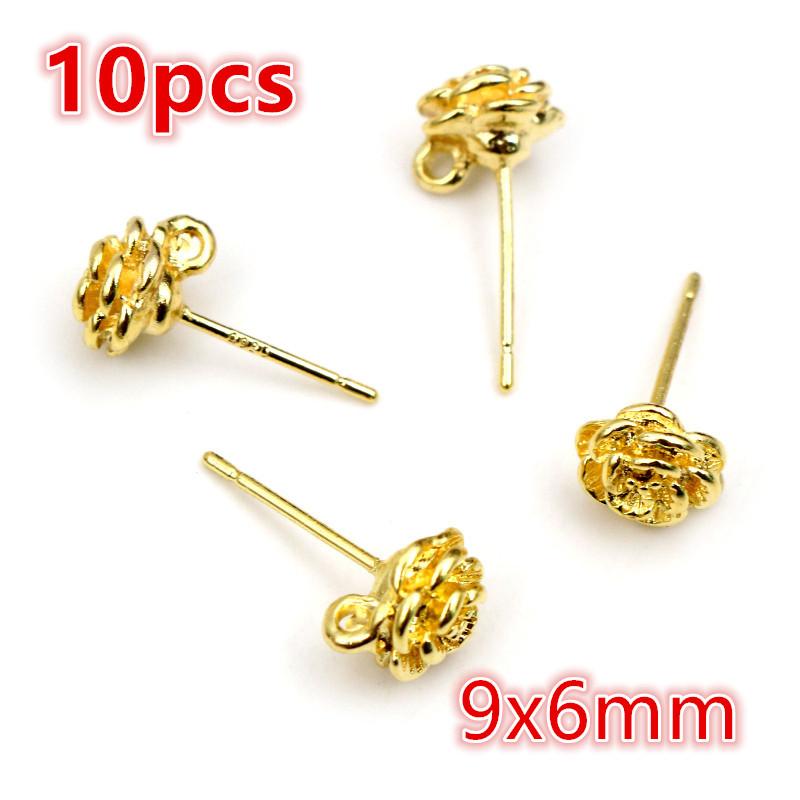 

6-10pcs Brass Metal Flower Studs Earrings Pins DIY Earrings Stud Hooks Jewelry Making Accessories Findings