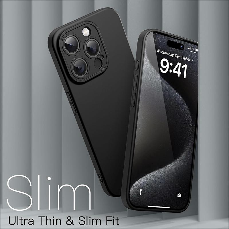 Luxury Ultra Thin Matte Silicone Soft Case For iPhone 15 14 Plus 13 Mini Pro Max SE 2022 2020 Solid Black Full Slim Back Cover