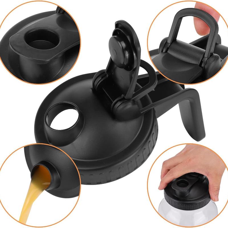 64oz,Mason Jar, Beverage Glass Bottle, Juice Bottle, with Handle, Lid, Scale, Mason Cup