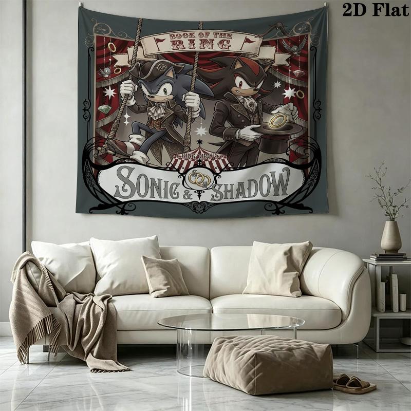 Sonic Hedgehog Wall Tapestry Aesthetic Wall Hanging Printed Fabric Blanket Decorative Tapestries For Bedroom Living Room Home Decor