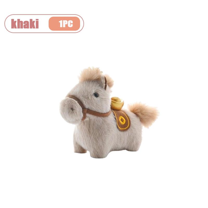 Realistic Pony Doll Horse Year Mascot Plush Toy Keychain Childrens Play Ornament Hanging Charm Animal Collectible Gift Accessory