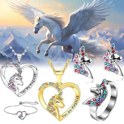 Colar Coração Unicórnio Pegasis em Forma de Pulseira Vazada Simplicidade Moda