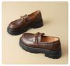 Cowhide Version~ Loafers Women's Autumn New Fashionable Small Man Platform Commuting British Style Small Leather Shoes Comfortable Single Shoes