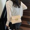 Buckle Closure Chain Crossbody Shoulder Bag Sweet Raffia Woven Women Sling Bag Solid Color Lightweight Beach Travel Purse