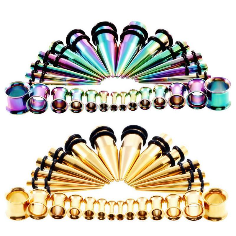 28-Piece Titanium Steel Cone Ear Stretching Kit: Helix, Trumpet Expanders, Stainless Steel Fashion Ear Stretchers