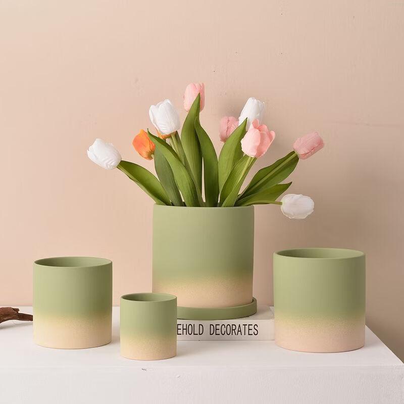 Nordic Gradient Ceramic Flower Pot Set