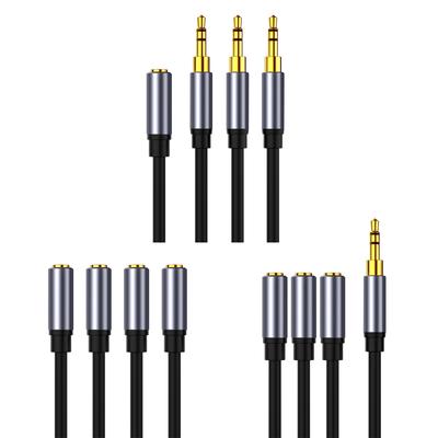 Headphone Cable 3.5mm To 3x 3.5mm Interface Plug Aux Cord Audio Adapter Cable for Portable Devices with 3.5mm Port