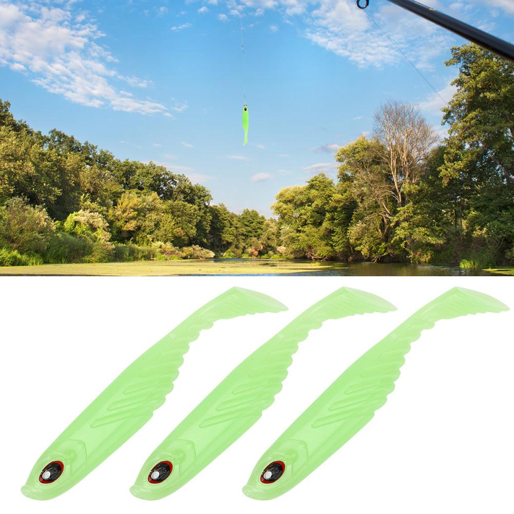 3pcs Fishing T Tail Baits Artificial Fishing Lures Lifelike Soft Paddle Tail Bait 105mm 9.2gLuminous Color