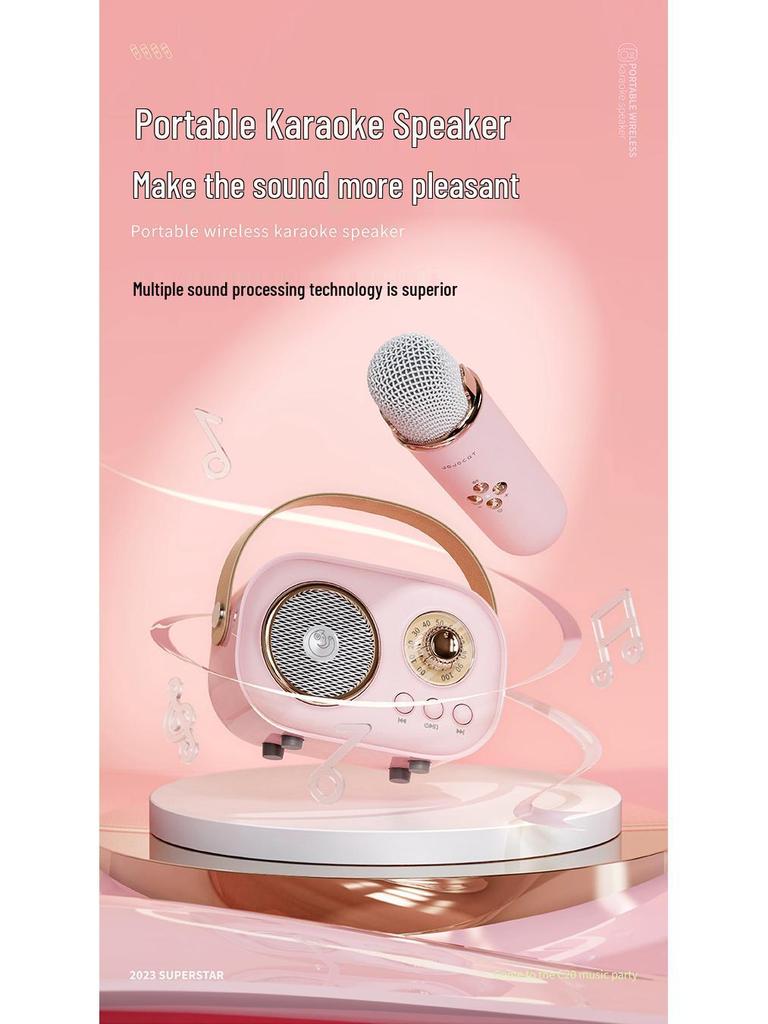 Retro Bluetooth Speaker with Integrated Portable Microphone - Mini Wireless Speaker Gift