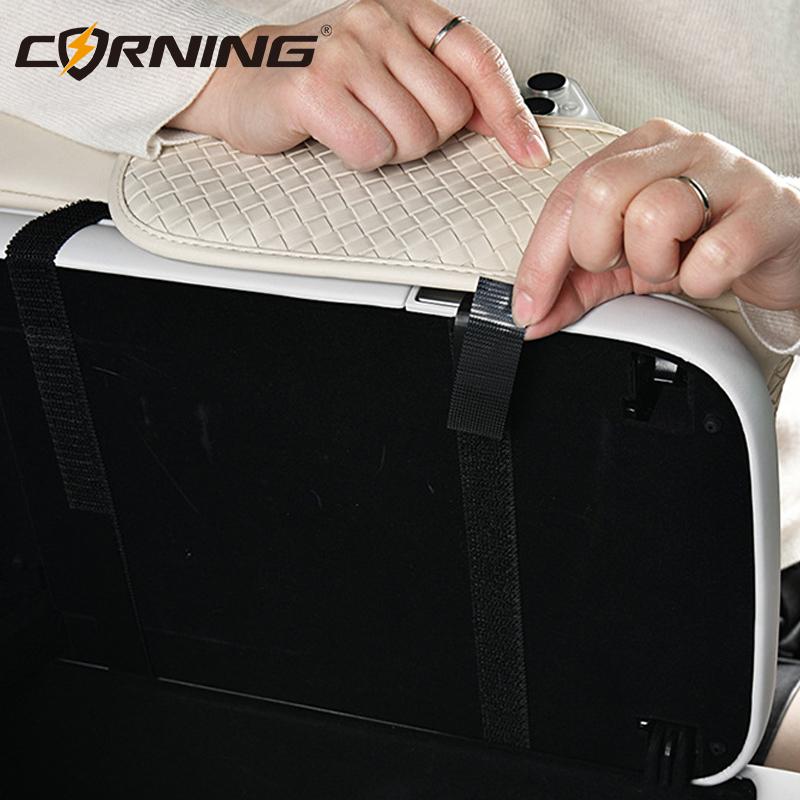 Car Center Console Armrest Cushion PU Leather with Cup Holder Tissue Box Universal Style 7.5CM Thicken Height Car Armrest Pad