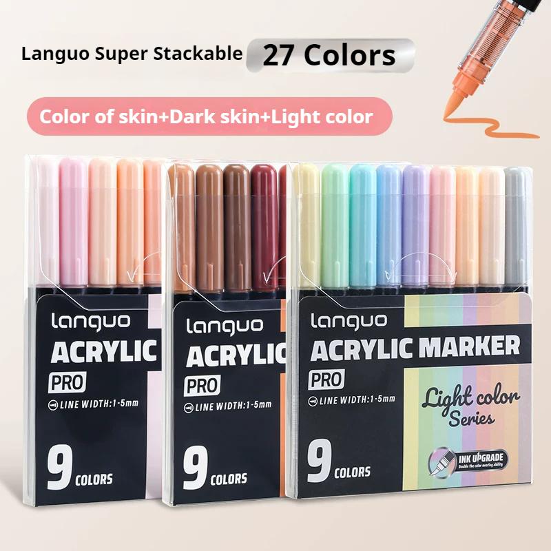LANGUO 192Colors Direct Liquid Acrylic Marker Pens Set with Protable Bag Stackable Student DIY Graffiti Drawing Painting Pen PRO