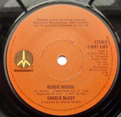 7inch Record CHARLIE MCCOY - Boogie Woogie SMNT4383 Monument 1976 UK Folk Used