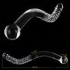 Double Ended Crystal White Pyrex Glass Dildo Artificial Penis Granule Spiral G Spot Massager Adult Game Sex Toys for Woman Gay