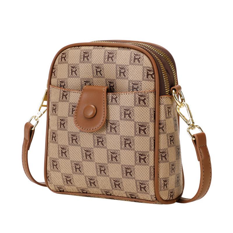 Printed French Light Luxury Style Fashionable and Versatile Small Square Bag Women's Bag Casual Commuting Bag Vertical Mother Mobile Phone Bag