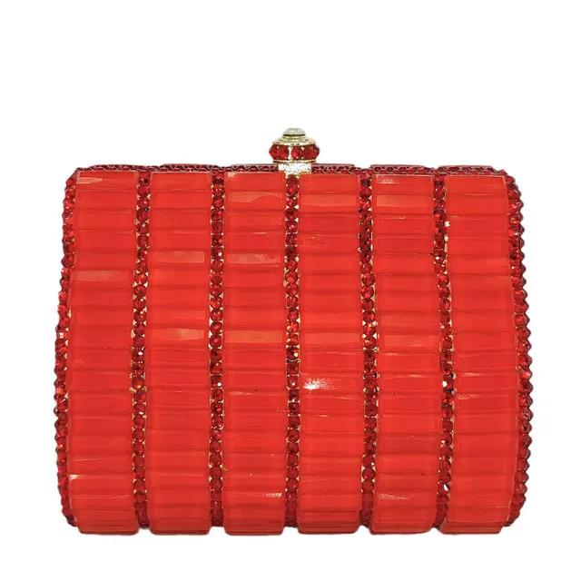 

Boutique De FGG Cute Super Mini Women Red Crystal Clutch Evening Minaudiere Bags Party Dinner Rhinestone Handbags Bridal Purse Super Mini