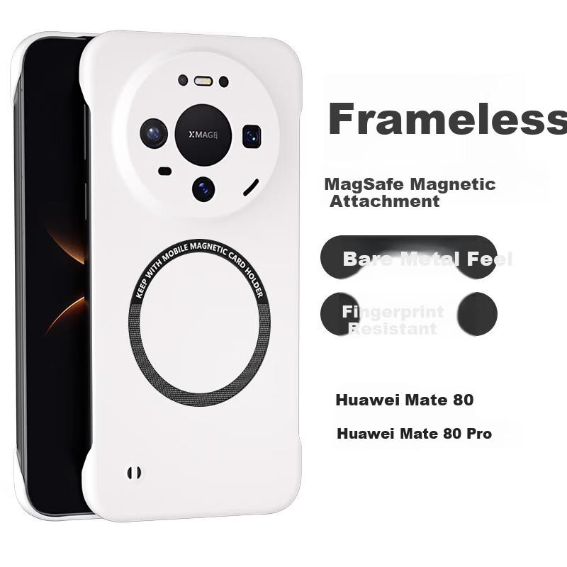 POZZO Matte Ultra-Thin Case for Huawei Mate80 Pro Max, Frameless Magsafe Magnetic Shockproof Cooling Pearl White Protective Cover