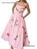 European American Women's Floral Square Neck Spring Dress with Slit