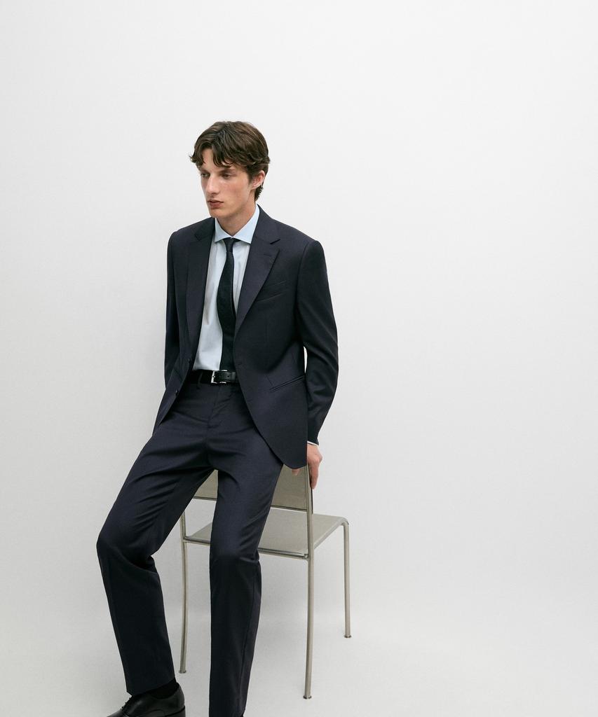 Masimodutti Striped Wool Blend Suit Pants