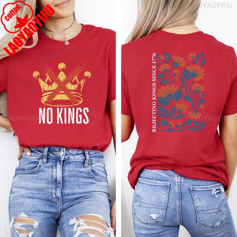 Nope Kings Protest Crown 2 Sided Political Anti Maga Cotton Shirts Regular Short Sleeve Printed Tshirt Tee New Style Streetwear S