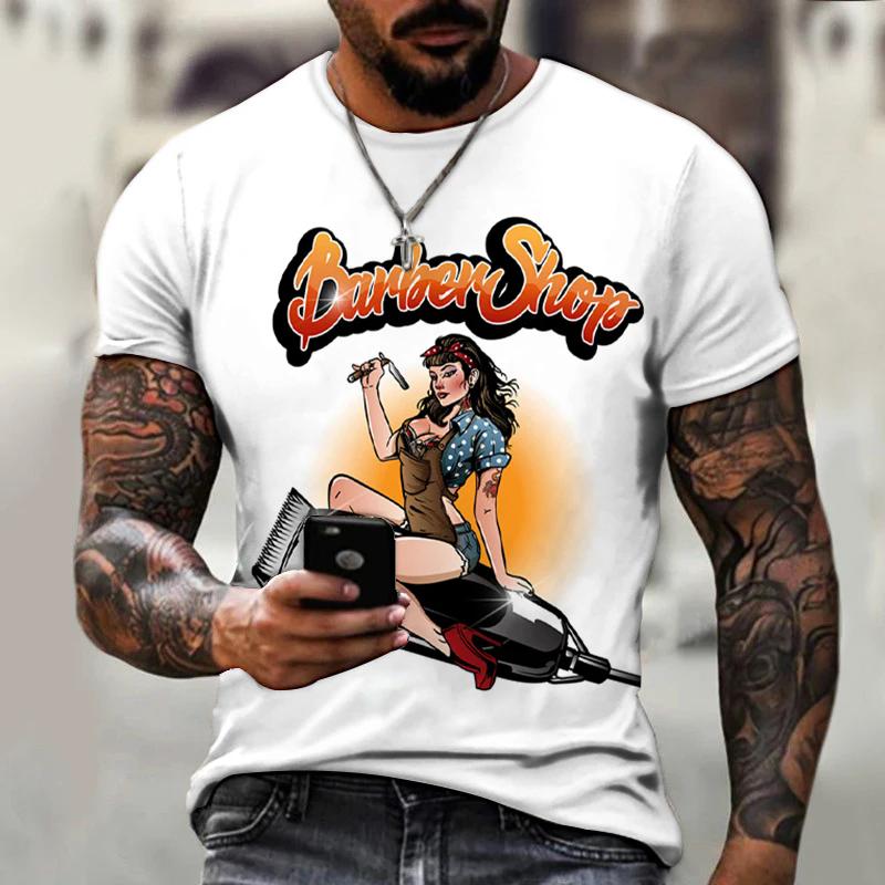 Street Men's T-shirt Hairdressing Pattern Casual Short Sleeve O Neck Fashion Hot Seller Funny 3D Printed Harajuku Hip Hop Shirt