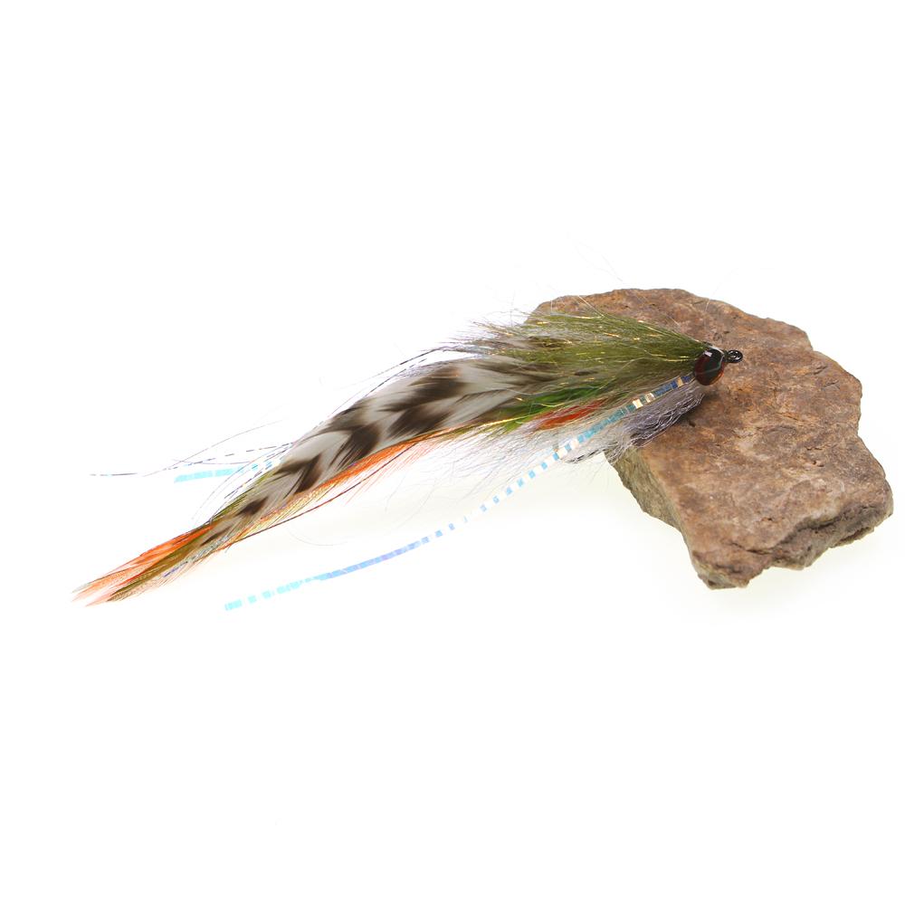 1PC #2/0 Big Streamer Saltwater Fly Grizzly Hackle Big Game Flies Salmon Bass Pike Trout Chub Fishing Artificial Lure Baits