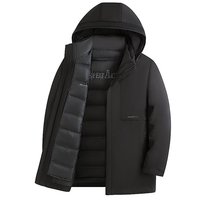 

Men s Mid-Length Goose Down Jacket with Removable Liner - 2025 Winter Collection 170 чорний