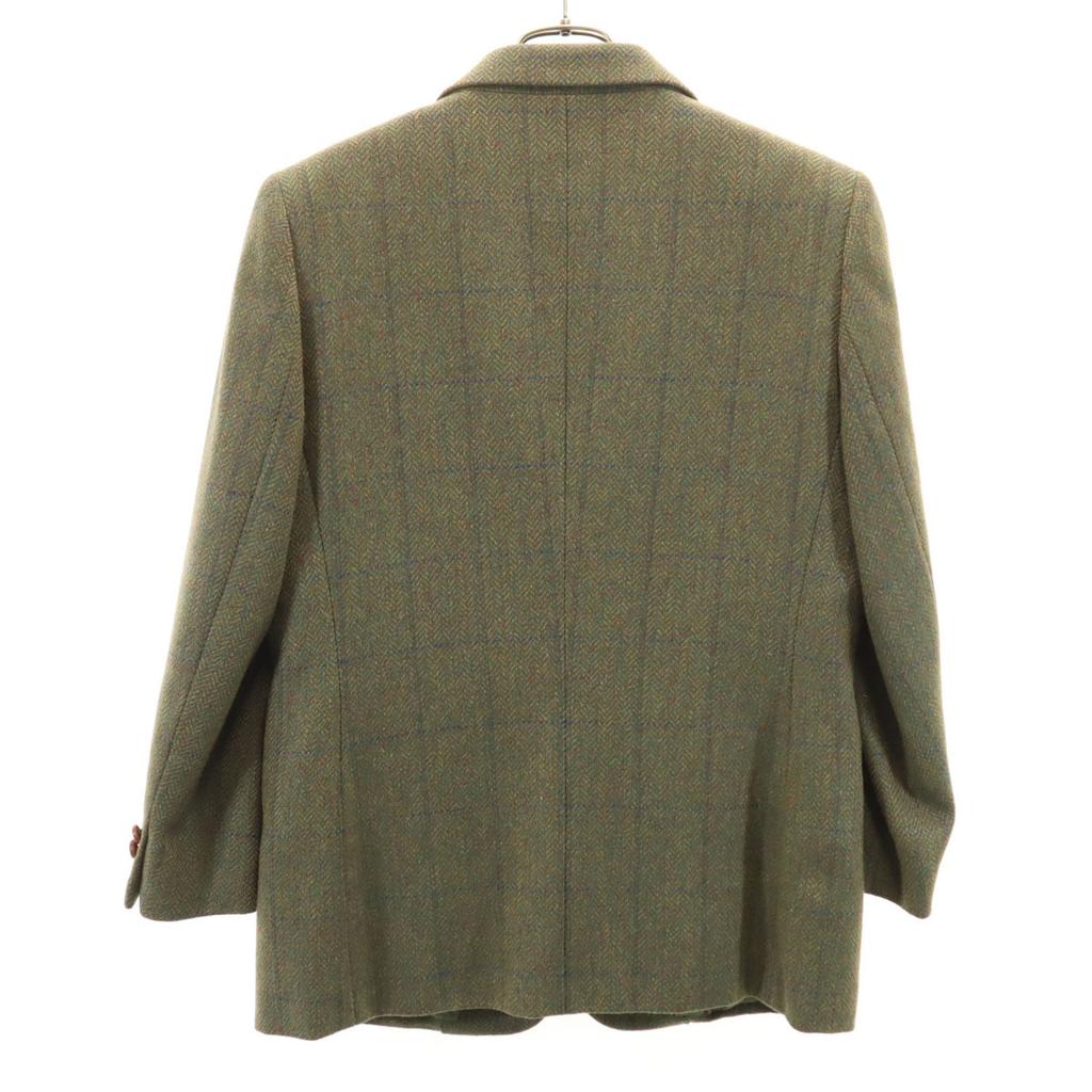 Burberrys 90s Old Herringbone tweed tailored jacket 13 Olive Women Used