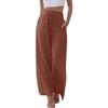 Pantaloni di grandi dimensioni da donna in cotone e lino, pantaloni larghi con elastico in vita, casual, con coulisse e tasche, a gamba larga